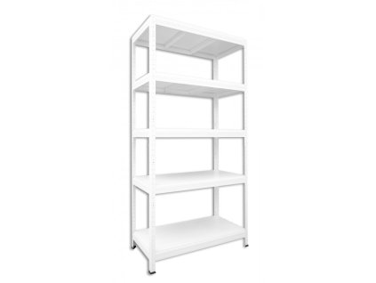 Regał metalowy do piwnicy Biedrax 45 x 90 x 180 cm, biały - 5 półek białe laminowane 12mm, 275 kg