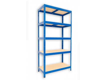 Regał metalowy do warsztatu Biedrax 60 x 60 x 180 cm, niebieski - 5 półek MDF