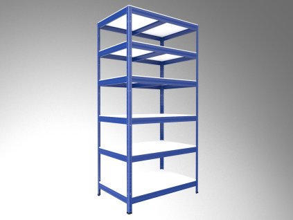 96701 5 regal metalowy do warsztatu biedrax 35 x 75 x 210 cm niebieski 6 polek bialych laminowanych 12mm