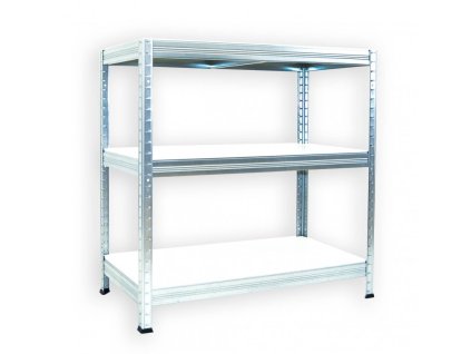 Regał metalowy do warsztatu Biedrax 35 x 90 x 120 cm, ocynkowany - 3 półki białe laminowane 12mm