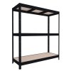 Duży regał Biedrax 60 x 200 x 177 cm, 3 półki - czarny/MDF 6 mm, 350 kg/półkę