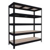 Duży regał Biedrax 60 x 200 x 177 cm, 5 półek - czarny/MDF 6 mm, 350 kg/półkę