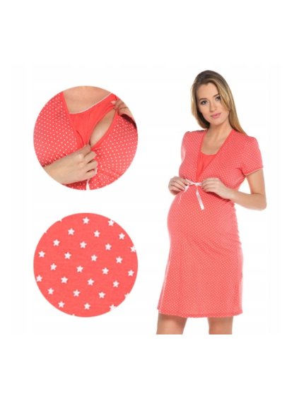 Nočná košeľa na kojenie s krátkym rukávom Italian Fashion- Radosť (Farba Sivý melír, Veľkosť S)