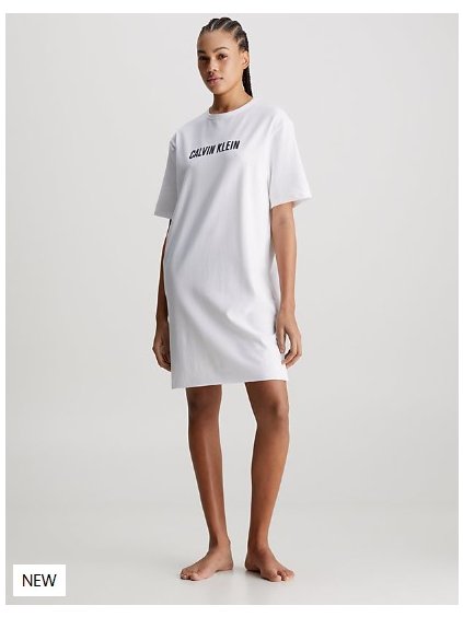 Dámska nočná košeľa Calvin Klein QS7126 - biela / čierna/ antracit (Farba Čierna, Veľkosť S)