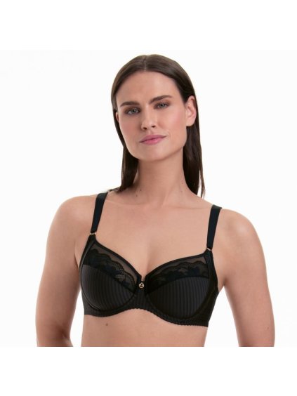 Dámska nevystužená podprsenka s kosticou elegantná s tylom a krajkou Rosa Faia -Sita- 5265 (Farba Čierna, Veľkosť 75 E)