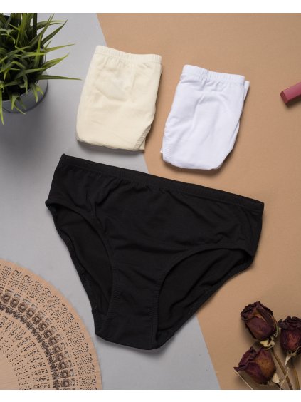 3PACK Klasické nohavičky Andrie (Farba Biela\; čierna\; šampaň, Veľkosť L)