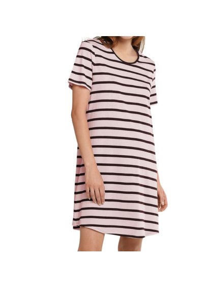 Pásikavá nočná košeľa s krátkym rukávom Schiesser (Farba Bledoružová, Veľkosť M)