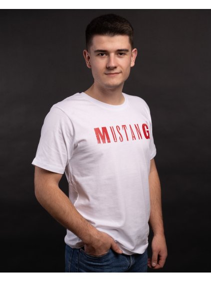 Bavlnené tričko s krátkym rukávom Mustang (Farba Čierna, Veľkosť M)