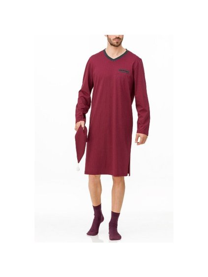 Vzorovaná bavlnená nočná košeľa s čiapkou Vamp 11603 (Veľkosť XL)