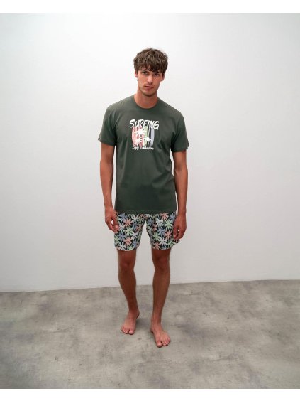 Bavlnené pyžamo Enjoy Summertime Vamp 16671 (Farba Tmavozelená, Veľkosť M)