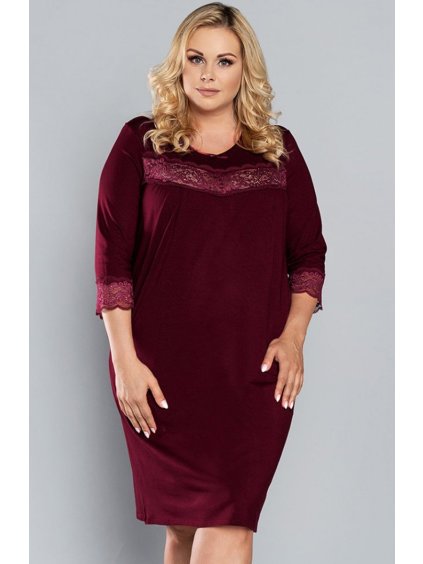 Nočná košeľa s čipkou Gee One Izyda (Farba Bordová, Veľkosť M)