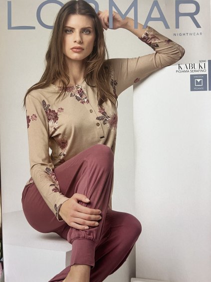 Dámske elegantné viskózové pyžamko s gombíkmi a patentmi Lormar Kabuki 652187 (Farba Petrolejová, Veľkosť 38)