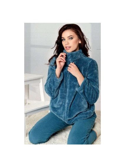 Dámske domáce oblečenie na zips Infiore Coral 65.1492 (Farba Petrolejová, Veľkosť M)