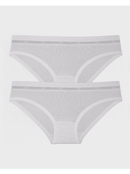 2PACK Bavlnené nohavičky s vyšším pásom a čipkou Cotonella (Farba Biela, Veľkosť M)