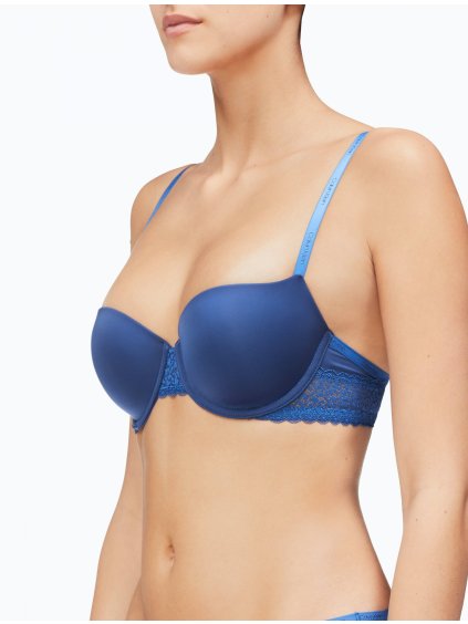 Vystužená podprsenka s kosticou a čipkou Calvin Klein Flirty (Farba Modrá, Veľkosť 75 C)