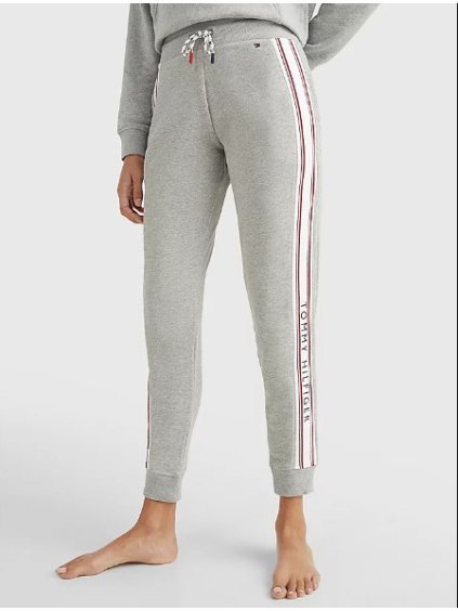 Dámske tepláky s patentami a výrazným nápisom Tommy Hilfiger UW03596 (Farba Sivý melír, Veľkosť S)
