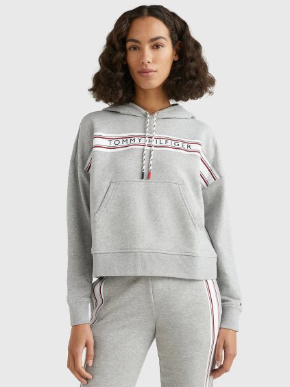 Dámska oversize mikina s výrazným nápisom Tommy Hilfiger UW04060 (Farba Sivý melír, Veľkosť S)
