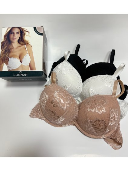 Extra vystužená čipková podprsenka super push-up Lormar MY DOUBLE PIZZO