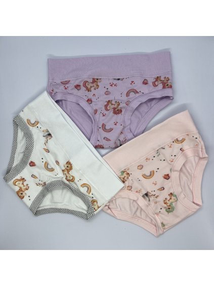 3PACK dievčenské bavlnené nohavičky s jednorožcami EMY BIMBA 2928 JEDNOROŽCE