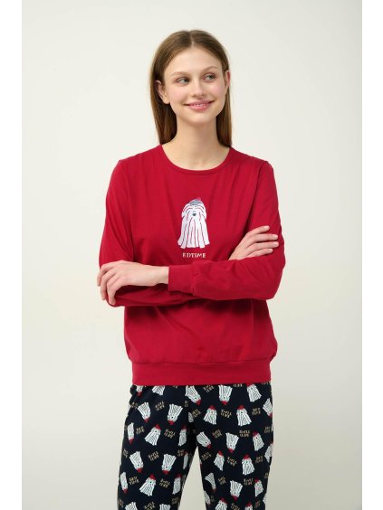 Dámske bavlnené zimné pyžamo interlock so psíkom Vamp 23596