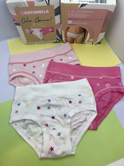3PACK Dievčenské bavlnené nohavičky s hviezdičkami Cotonella AB298
