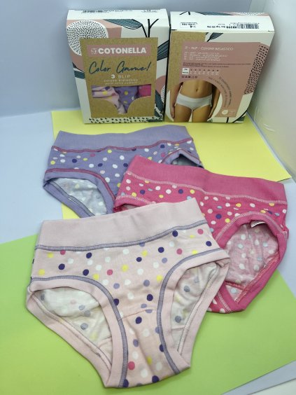3PACK Dievčenské bavlnené nohavičky s guličkami Cotonella AB298