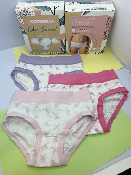 3PACK Dievčenské bavlnené nohavičky s vílami Cotonella AB298