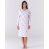 Dámska nočná košeľa s kvietkami a gombíkmi Karelpiu- KC6043; KC6003 (Farba Biela, Veľkosť 56)
