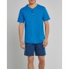 Krátke bavlnené pyžamo Schiesser (Farba Modrá, Veľkosť L)