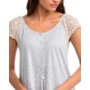 Nočná košeľa s krátkym rukávom a čipkou Vamp 14026 (Farba Sivý melír, Veľkosť L)