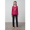 Dvojdielne bavlnené pyžamo s dlhým rukávom Vamp (Farba Cyklamenová, Veľkosť M)