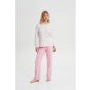 Dvojdielne bavlnené pyžamo s gombíkmi so vzorom baletiek 19450 Vamp (Farba Staroružová, Veľkosť M)
