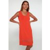 Plážové šaty na ramienka s elastickou madeirou / dierkované Vamp 20515 (Farba Korálová, Veľkosť S)