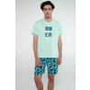 Pánsky pyžamo s krátkym rukávom a letným vzorom listov Vampo 20710 (Farba Zelená, Veľkosť L)