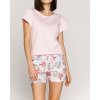 Krátke bavlnené pyžamo s ružičkami Cana (Farba Bledoružová, Veľkosť S)