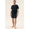 Pánske bavlnené krátky pyžamo so srdiečkami Henderson 42602 (Farba Čierna, Veľkosť M)