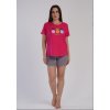 Dámske bavlnené pyžamo s krátkym rukavom a nohavicami 312043; 312020 (Farba RED JAM, Veľkosť XL)