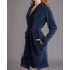 Dlhý semišový župan De Lafense Bonjour (Farba Tmavomodrá, Veľkosť M)