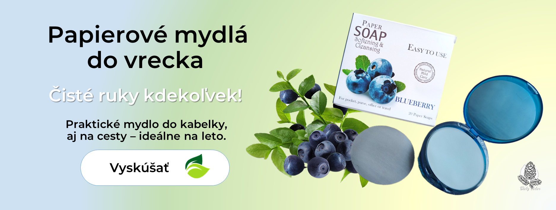 Papierové mydlá v puzdre s čučoriedkami