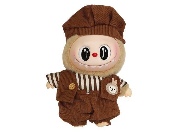 labubu hnedo béžovom outfite s pruhovaným tričkom PM311 w