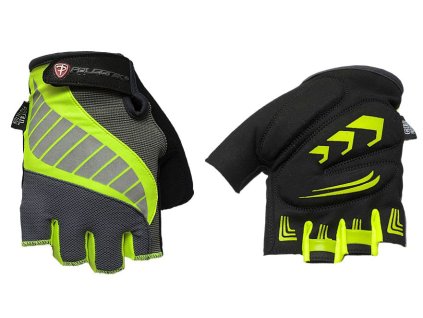 MAXBIKE rukavice Gelmax šedo-zelené reflexní vel.S