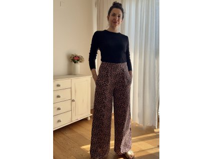 Kalhoty Adél, S, leopardí růžová