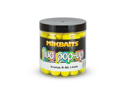 Mikbaits plovoucí fluo boilie Ananas N BA 14mm 250ml