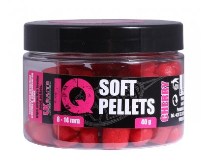 LK Baits pelety v dipu IQ Method Feeder Soft Pellets Cherry 8 14mm 40g