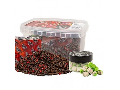 Benzar Mix Summer Pellet Box Chilli Klobása 400g+nástraha Twister Česnek mandle+dip 150ml