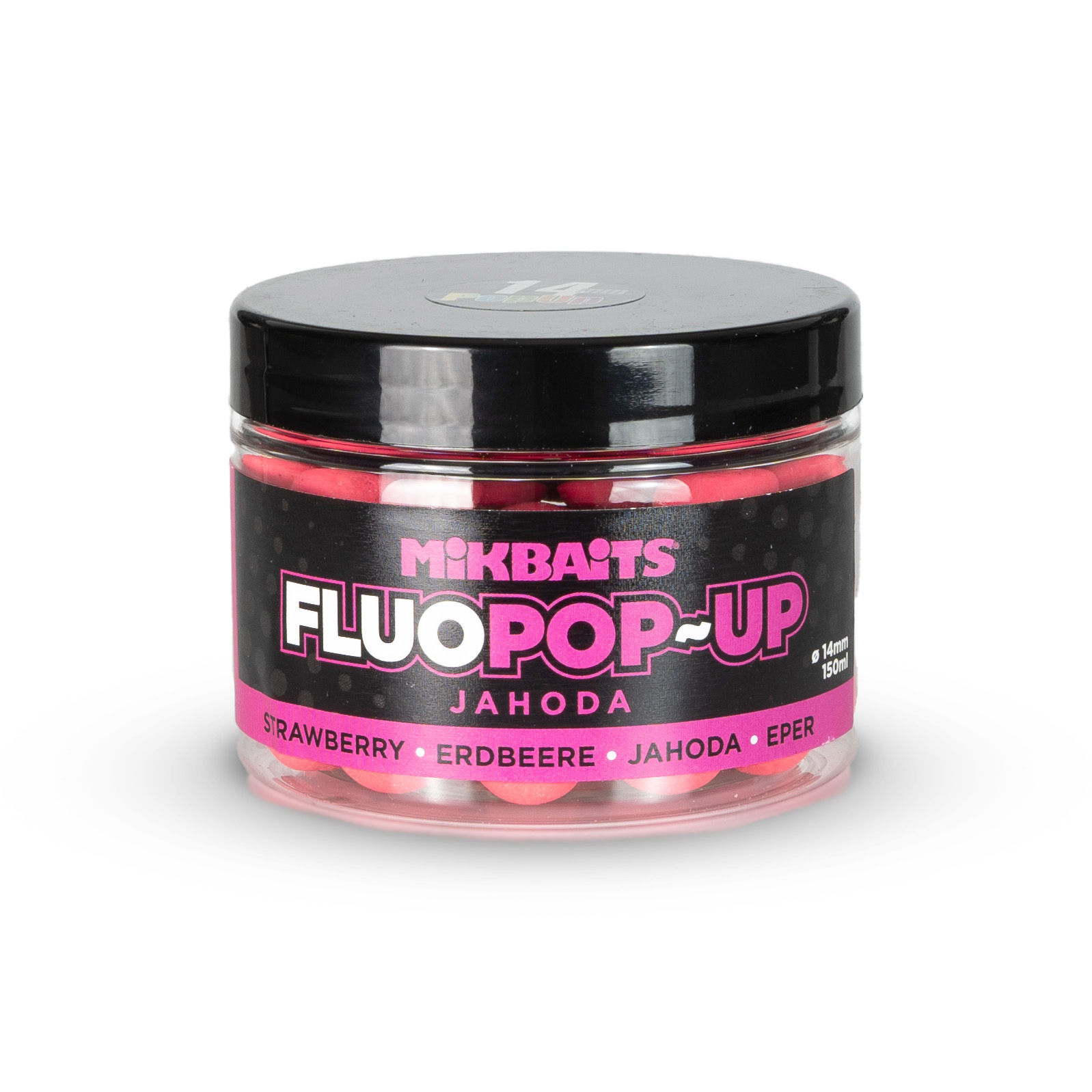 Mikbaits plovoucí fluo boilie 14mm 150ml Příchuť: Jahoda