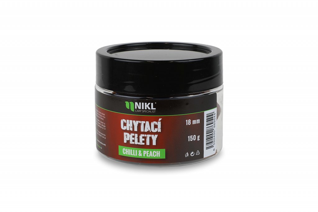 Karel Nikl chytací pelety 150g Příchuť Chilli & Peach: Velikost 18mm