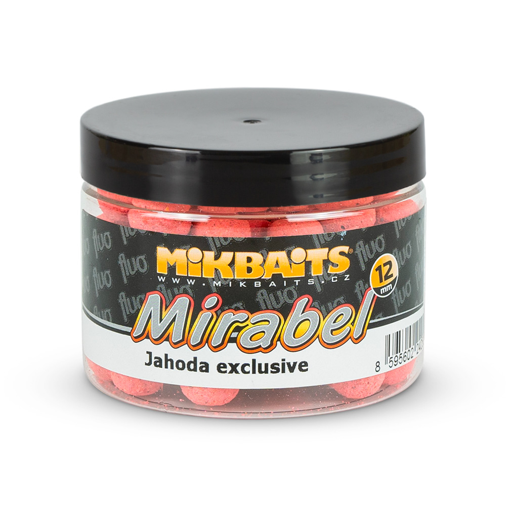 Mikbaits boilie Mirabel Fluo 12mm 150ml Příchuť: Jahoda exclusive