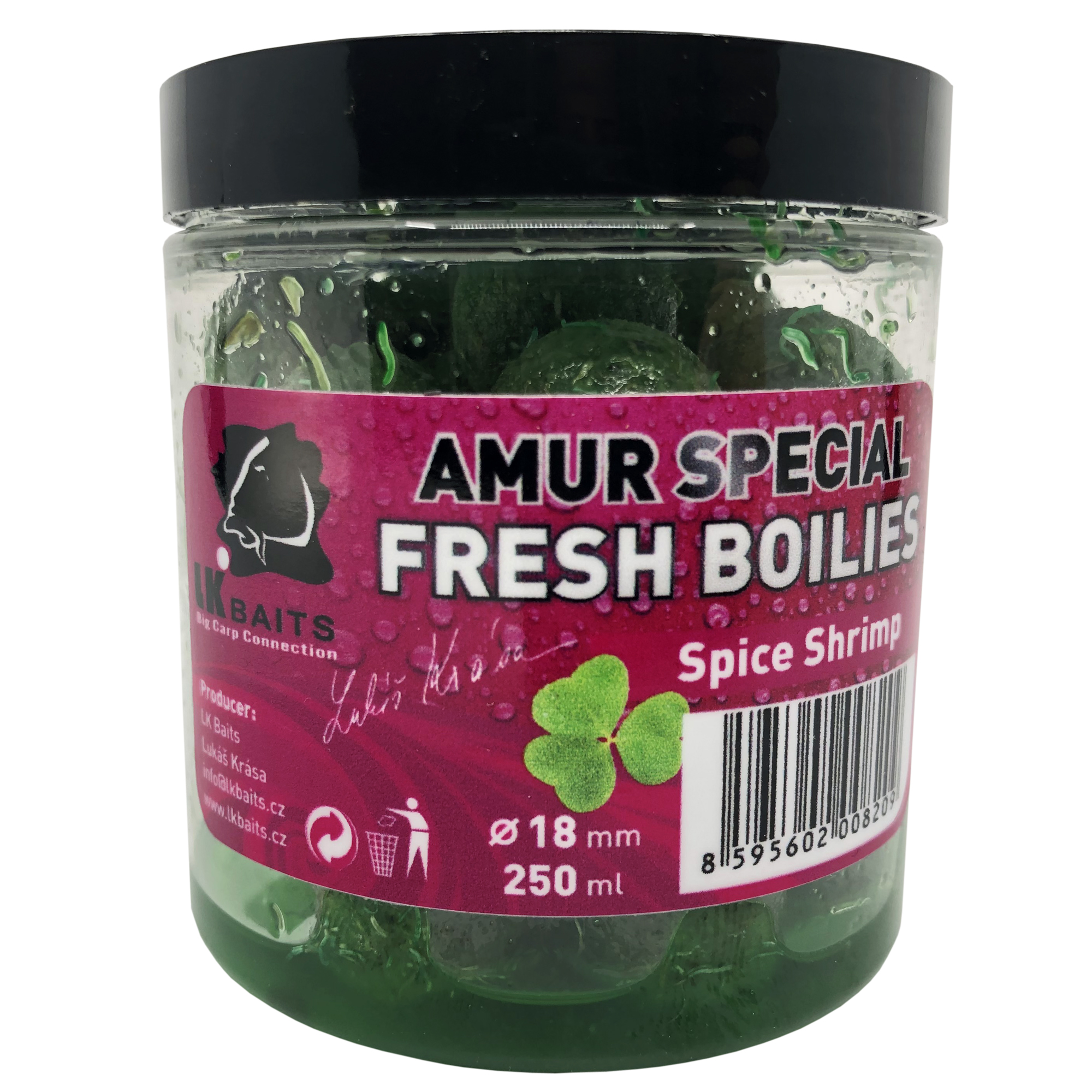 LK Baits Fresh boilie v dipu Amur Special Spice Shrimp 18mm, 250ml