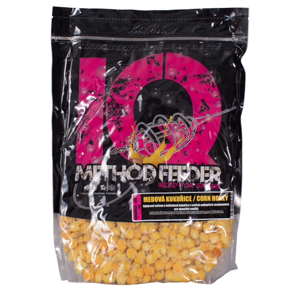 LK Baits vařená kukuřice IQ Method Feeder Corn 1kg Příchuť: Corn Honey